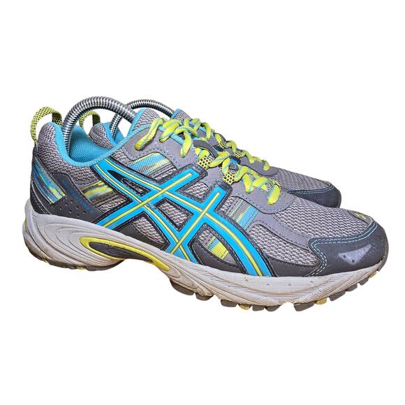 Asics Women's GEL-Venture 5 Trail Running Shoe Silver Blue Yellow Size 9 - Picture 3 of 7